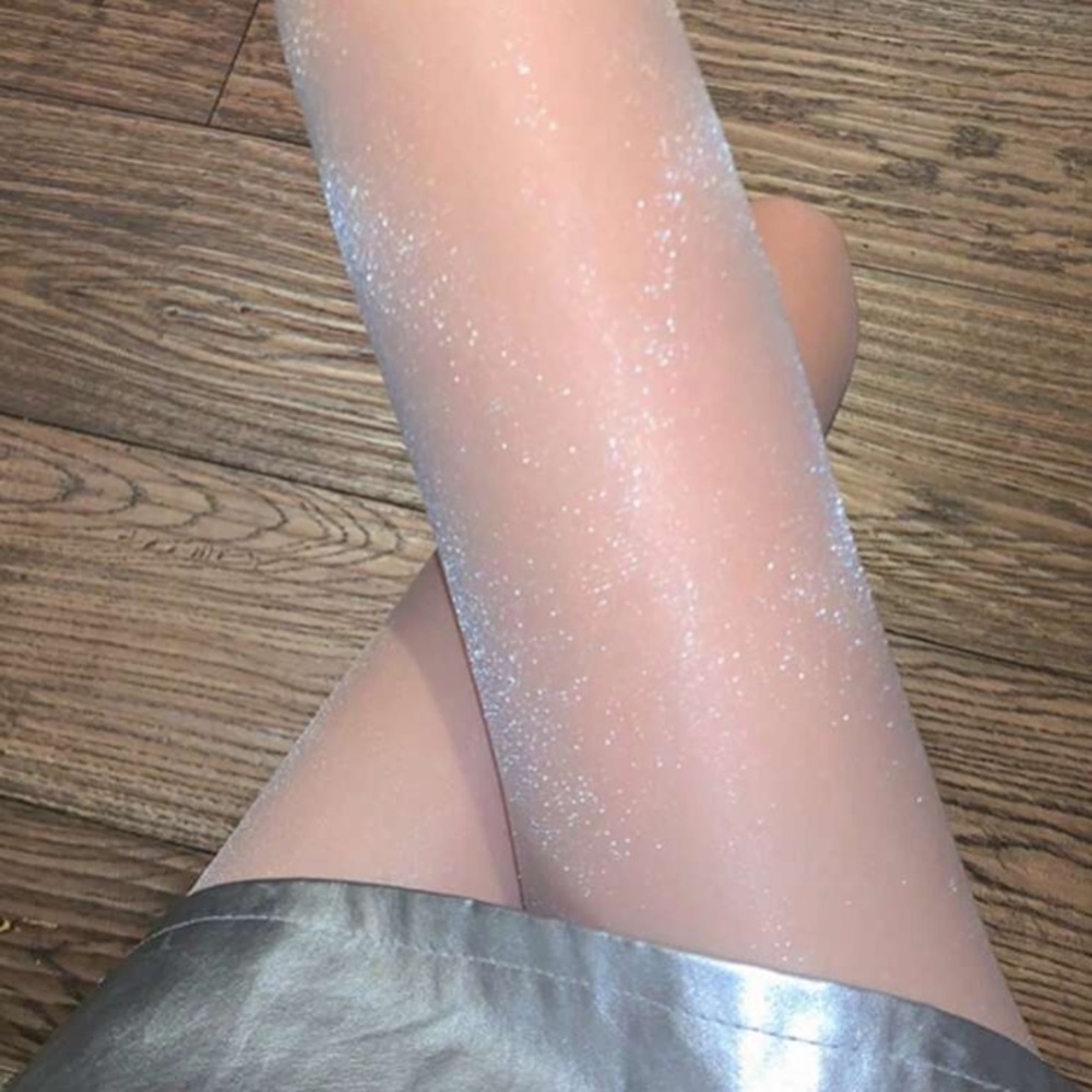 Pearl sheen thin pantyhose white stockings subtle glitter